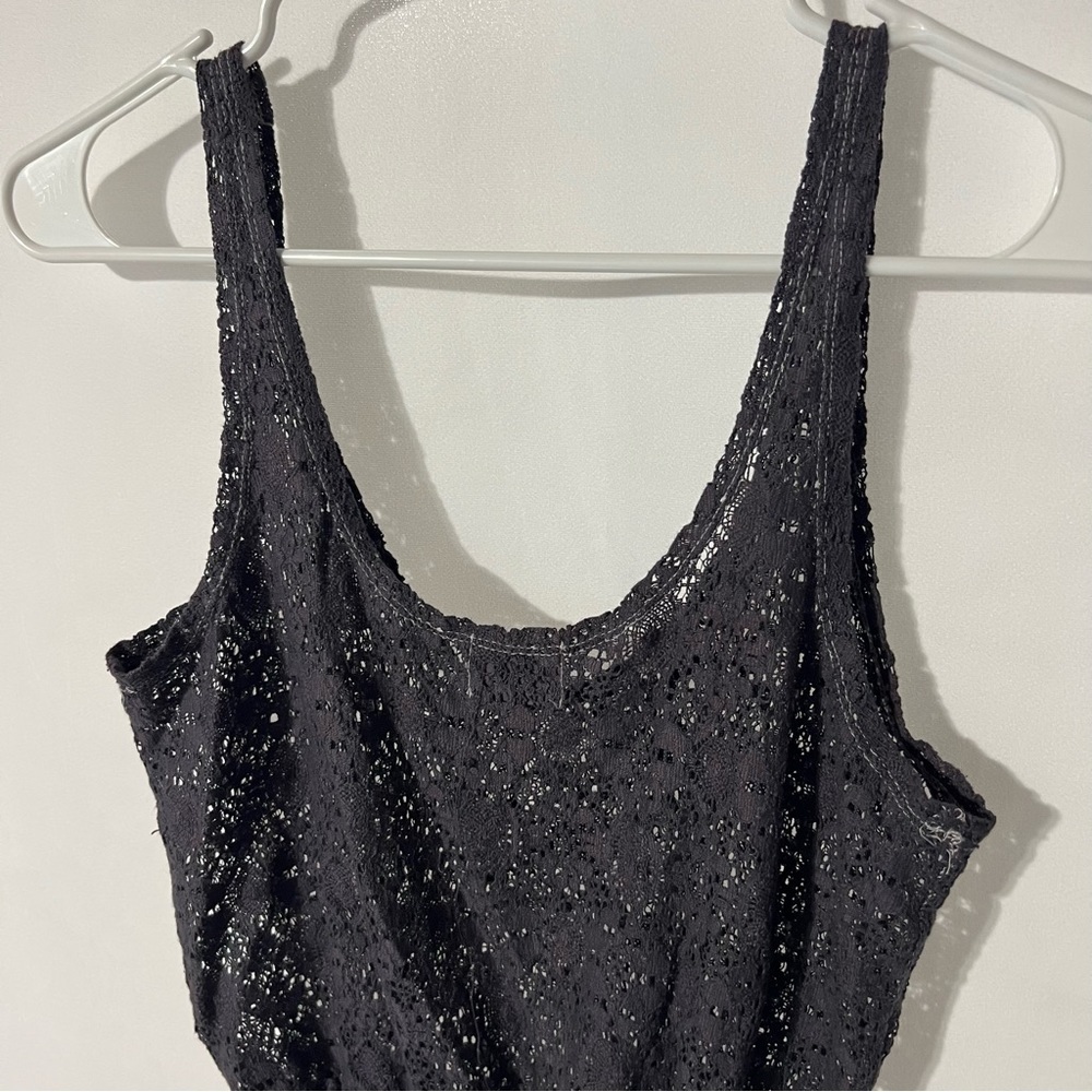 Black Poppy Boho Lace Crop Tank Top in Size Small - Picture 4 of 6